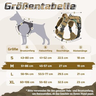 Нагрудник для собак Rabbitgoo середнього розміру, анти-тяга, регульований, з ручками, міцний, тактичний, з металевими пряжками, камуфляжний, коричневий (M, 1 шт.)