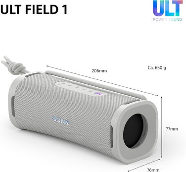 Sony ULT Field 1 - Портативна Bluetooth колонка з глибоким басом, IP67 (водонепроникна, пилозахищена), 12 год роботи, білий