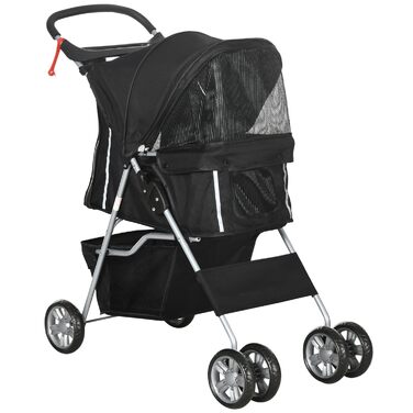 Візок для собак PawHut - Buggy для домашніх тварин, коляска для собак, бігова коляска, причеп (Чорний)
