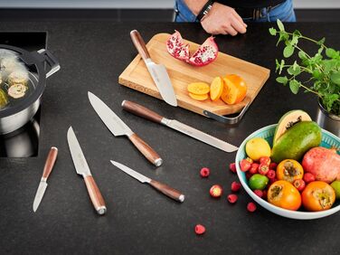 Кухонний ніж Santoku RÖSLE Masterclass 17 см, сталь, дерев'яна ручка, для м'яса, риби та овочів
