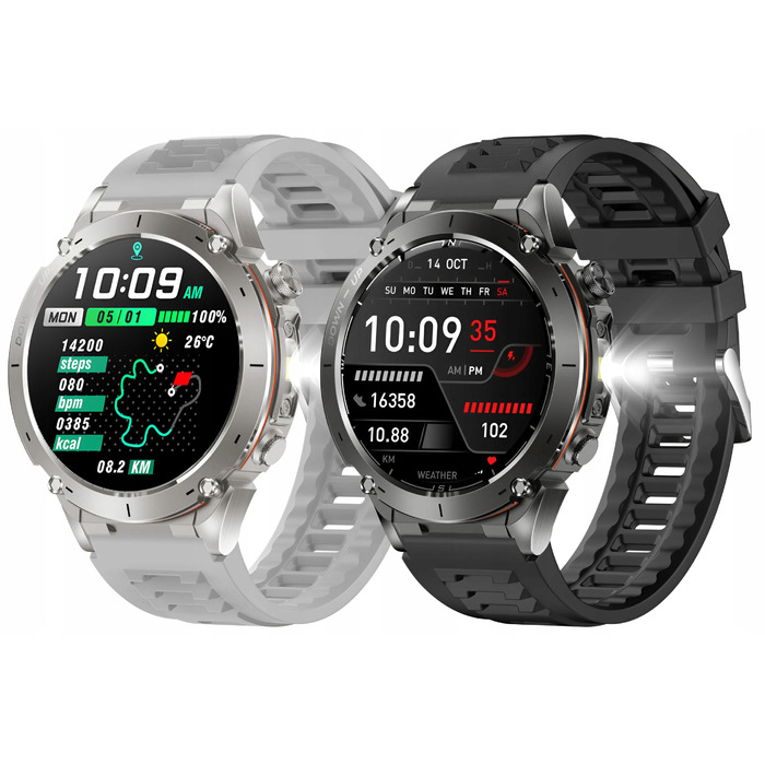 Смарт-годинник Lazird зі вбудованим GPS, акумулятором 730 мАг, ліхтариком та барометром, чорний