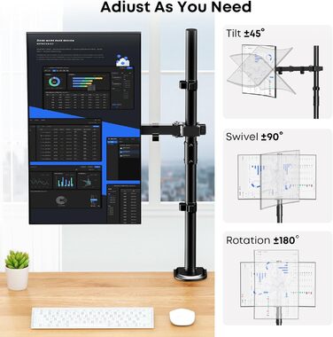 Кріплення для монітора PUTORSEN 80 см, для екранів 13-35 дюймів, регульоване, настільний кріплення, VESA 75x75/100x100 мм