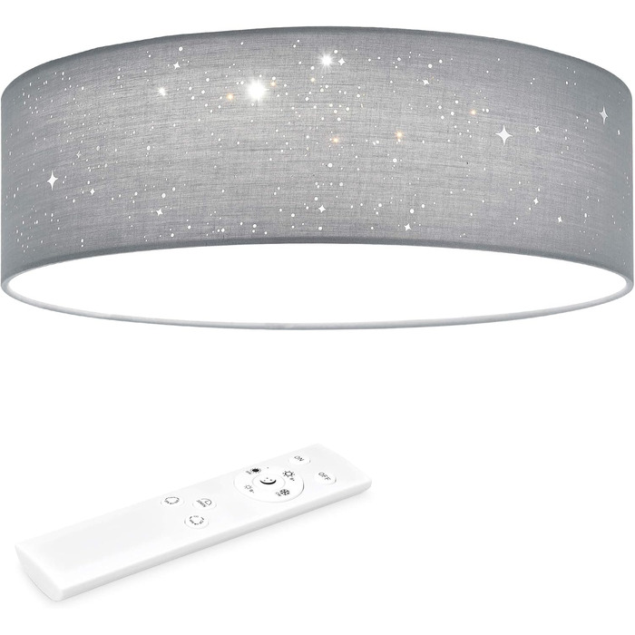 Navaris LED Ceiling Light - Dimmable Color Temperature Change Remote Control - 22W Starry Sky - Living Room Lamp Bedroom Ceiling Lamp Children's Room Lamp Ceiling (32cm, Light Grey)