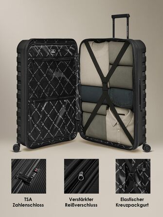 Чемодан тріумф SMARTBOX Hartschalen Check-in XL, 76 см, 111-120 л, розширюваний, з TSA-замком, з поліпропілену, 4 колеса, чорний