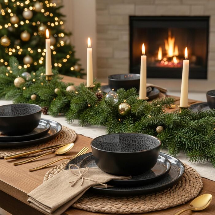 Набір посуду SÄNGER Sydney (18 предметів) | Сервіз на 6 осіб, тарілки, миски, десертні тарілки, темний сірий колір, стійкий до подряпин | VALUE COLLECTION