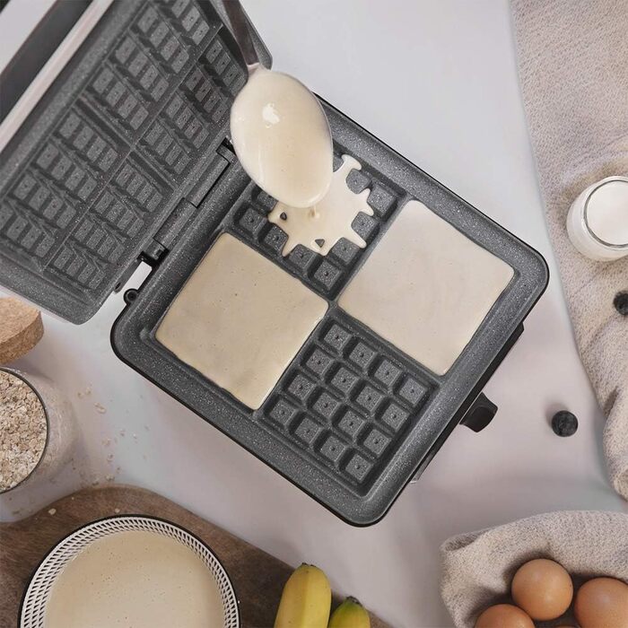 Вафельниця Cecotec Fun Gofrestone з антипригарним покриттям RockStone, регульований термостат, великі вафлі, 1200 Вт (4 вафлі)