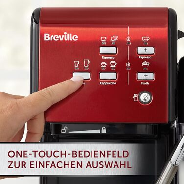 Кавомашина Breville Prima Latte II, еспресо, латте, капучино, 19 бар, червона, з капучинатором