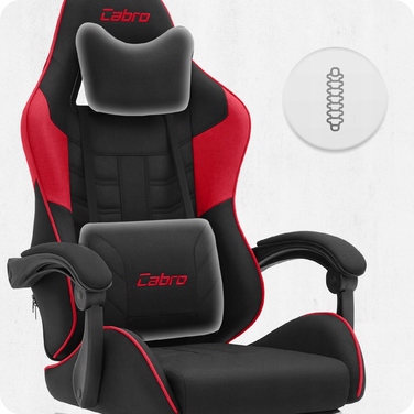 Ігрове крісло Cabro C501, тканинне, чорно-червоне