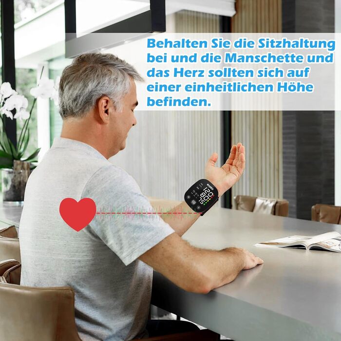 Цифровий тонометр WADEO на зап'ясті, мовлення 5 мовами, виявлення аритмії, портативний тонометр для дому та подорожей, 2 x 99 пам'ять, з батарейками та коробкою для зберігання, білий (чорний)