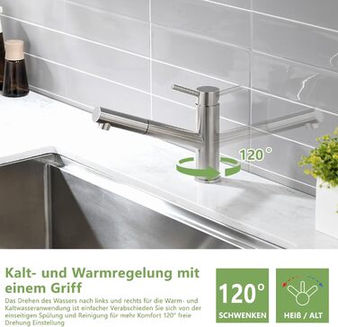 Кухонний змішувач AIMADI висувний чорного кольору з 3-ма режимами, душовою насадкою, шлангом 38 см, однорідний змішувач для холодної та гарячої води, підходить для раковини та кухонного острова. Змішувач для кухні з водоспадом, чорний (з матовою обробкою)