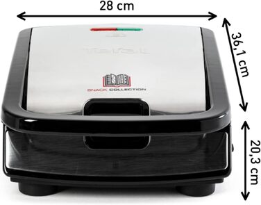 Мультифункціональний вафельниця і сендвічниця Tefal SW852D Snack Collection, антипригарне покриття, 700 Вт, змінні пластини, для вафель і сендвічів, чорний/сріблястий