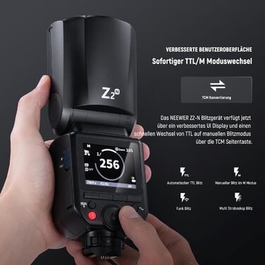 NEEWER Z2-N 2.4G TTL Speedlite для Nikon: потужний спалаж з регулюванням потужності, 76W, 2600mAh, HSS 1/8000s