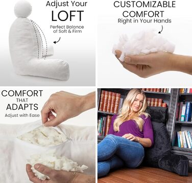 Подушка для чоловіків з підлокітниками - чорна, преміум-якість, з піною з пам'яті, знімний валик для шиї | Black