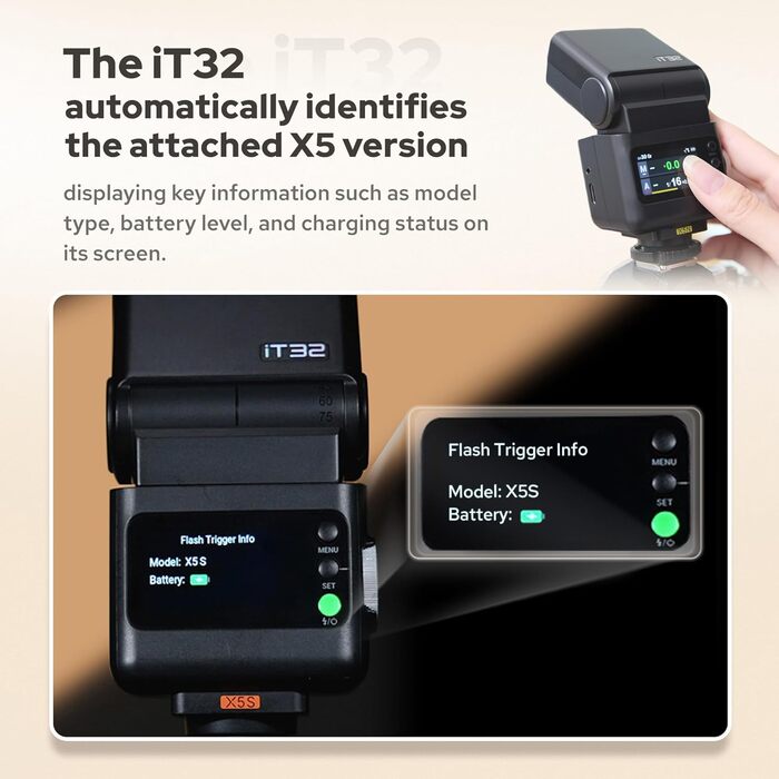 Спалах Godox iT32 TTL з X5 бездротовим випускачем та дифузором, GN18, 1/8000s