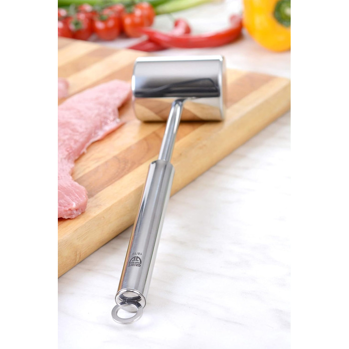 Молоток для м'яса GRÄWE з нержавіючої сталі, двосторонній відбійний молоток з гладкою та рифленою поверхнею, 28 см