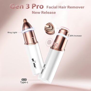 Електричний жіночий тример 5-в-1 для тіла та обличчя, бездротовий, для обличчя, бікіні-зони, ніг, носа та вух (білий) з 2 змінними насадками