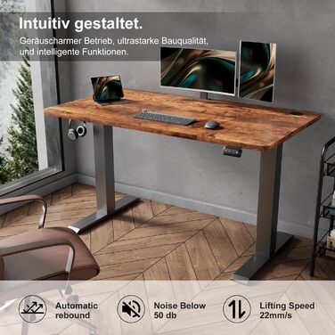 Devoko Electric Height Adjustable Standing Desk - Ergonomic Sit-Stand Computer Desk with Memory Function (White, 120 x 60 cm)