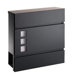 Поштова скринька Forgard Helsingborg антрацит з газетницею (RAL 7016), персоналізована, з монтажним комплектом, з цинкової сталі