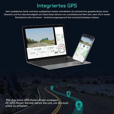 Відеореєстратор COOAU D30S 4K з GPS, WiFi, двома камерами (передньою 4K та внутрішньою 2.5K), інфрачервоною нічною зйомкою, G-сенсором, паркувальним режимом та підтримкою карт пам'яті до 256GB