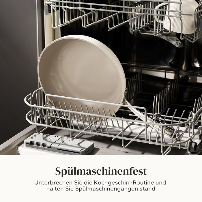 Набір сковорідок Redchef з керамічним покриттям, алюміній, індукційні, 20/24/28 см, для всіх типів плит, без PTFE, PFAS, PFOA, для духовки (24 см, Бежевий)