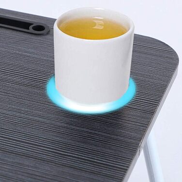 Настільний столик для ліжка з ящиком для зберігання, тримачем для чашки та планшета, складний столик-підставка для ноутбука, чорний (23,6 дюйми)