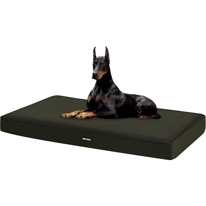 Ортопедичне ліжко для собак, 10 см товщина, для середніх та великих собак, знімний та пральний килимок, неслизьке дно, водонепроникне внутрішнє покриття, 112 см, оливковий колір