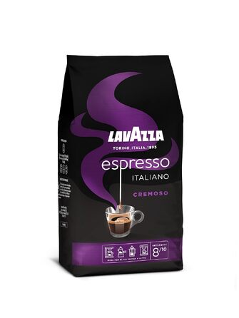 Кава в зернах Lavazza Cremoso, суміш Арабіки та Робусти, середній обсмал, ноти какао та спецій, інтенсивність 8/10, 1 кг