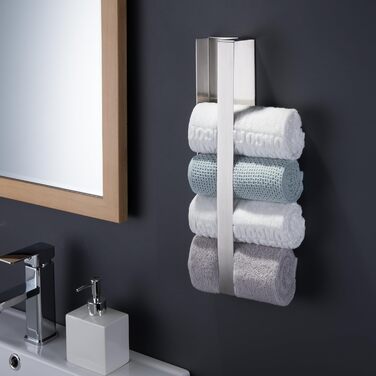 Тримач для рушників ZUNTO без свердління, самоклеючий, з нержавіючої сталі, 40 см, срібляний