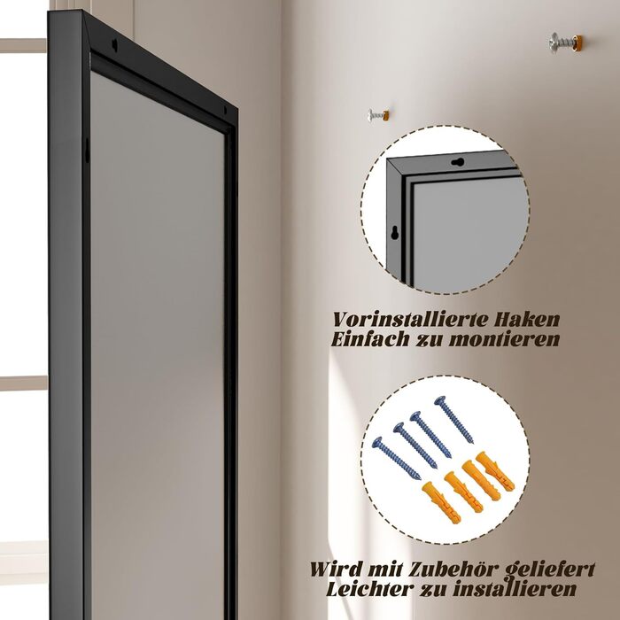 BEAUTYPEAK Дзеркало настінне прямокутне 81x61 см з металевим каркасом, безпечне для ванної кімнати, для ванної, спальні, вітальні (Чорний)