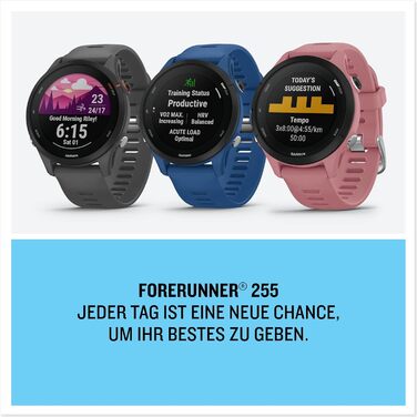 Garmin Forerunner 255 – GPS-годинник для бігу з індивідуальними планами тренувань, функціями для бігу та детальною аналітикою. 1.3' дисплей, до 14 днів роботи від акумулятора, водонепроникний (Non-Music, 46 мм, Шкіряний сірий)