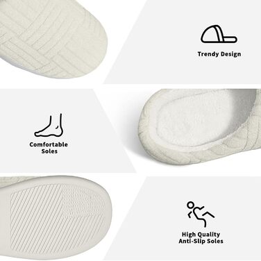 Зручні антиковзні домашні тапочки з Memory Foam з бавовни для жінок (40/41 EU, білі)