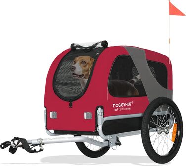 DOGGYHUT® Преміум велосипедний причіп для собак середнього розміру до 23 кг, складний (червоний)