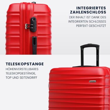 Валіза на колесах WITTCHEN Groove Line L (червона) з ABS-пластику, велика, для авіаперельотів (Lufthansa/Eurowings/Ryanair), з кодовим замком та 4 спіннерами