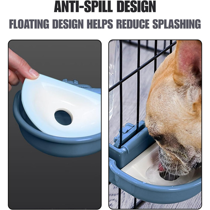Автоматичний поїльник для собак у клітку, 480мл, антиперелив, фонтанчик для собак, котів та кроликів (Блакитний)