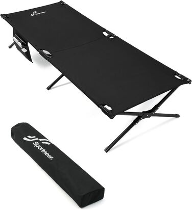 Розкладне ліжко Sportneer для кемпінгу та відпочинку на природі, 199x73 см, чорне