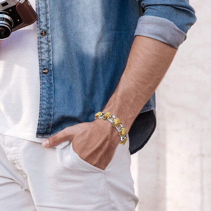 Чоловічий браслет OIDEA з черепом: ланцюжок, браслет, панк, готика, череп, хрест, голова лева, ланцюжок, панк-рок, велосипедна ланцюжок, подарунок для чоловіків