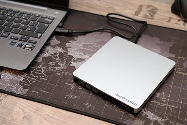 Зовнішній портативний Blu-Ray привід techPulse120 USB 3.0: запис та читання BD, DVD, CD для ноутбука, ПК, Mac OS, Windows