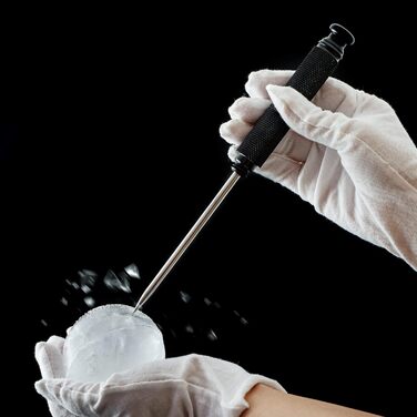 Stainless steel ice pick with safety cover, pick tool for breaking ice, non-slip grip for easy handling (black)