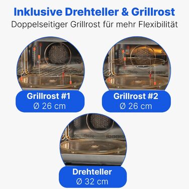 Вбудована мікрохвильова піч Bomann з грилем та конвекцією | 60 см | 900 Вт | 25 л | Нержавіюча сталь