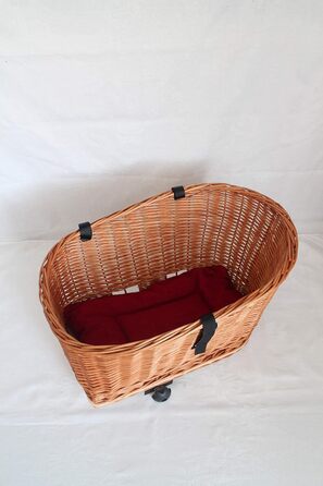 Кошик для велосипеда на багажник для собак, плетіння з лози з металевою сіткою та подушкою, XL або XXL. Кошик для багажника (XXL з подушкою)