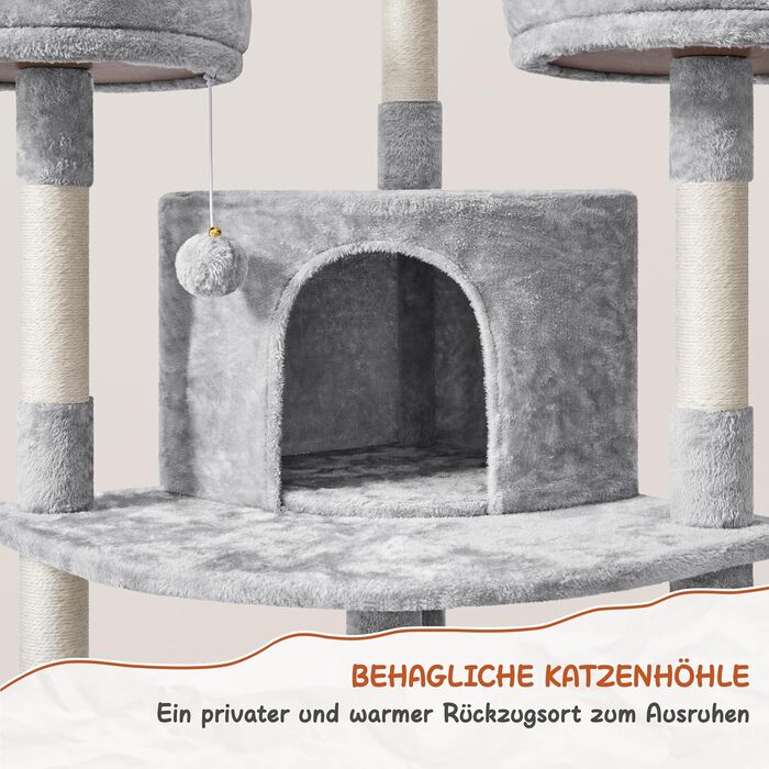 Драбина для котів Yaheetech 174 см з 3 платформами, велика, сірого кольору