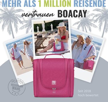 Дорожня косметичка BOACAY Extra Large для жінок, чоловіків та дітей, велика сумка для аксесуарів та гігієни (Колір: Cerise Pink - Сірий інтер'єр)