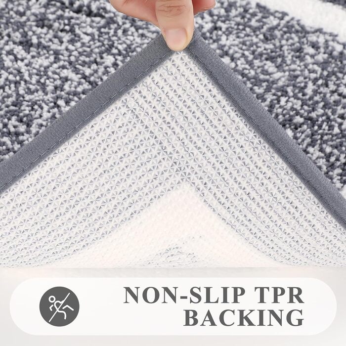 Килимок для ванної кімнати SHACOS, антиковзкий, м'який, водопоглинаючий, 45 x 65 см, сірий