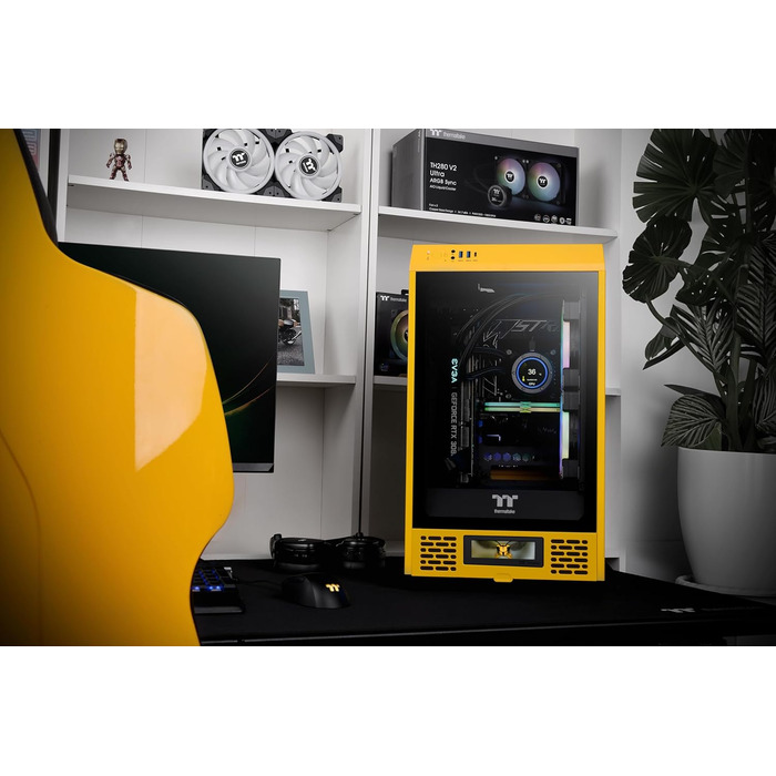 Корпус Thermaltake The Tower 200 Turquoise Mini-ITX з вертикальним кріпленням, скло Temperd Glass, 2x CT140 вентилятори, підтримка AIO 280мм, для відеокарти до 380мм, корпус, білий