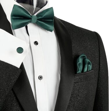 Набір краватка-метелик, запонки та хустинка Alizeal для чоловіків (лісово-зелений)