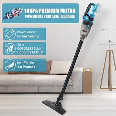 Акумуляторний пилосос Makita 18V: портативний ручний пилосос 140W 10500Pa з 4 насадками для дому та авто (без акумулятора)