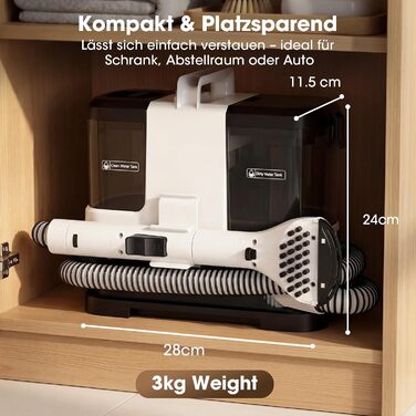 Lubluelu Nasssauger Polsterreiniger 600W 18kPa: Компактний мийний пилосос для м'яких меблів, килимів та авто - чорно-білий