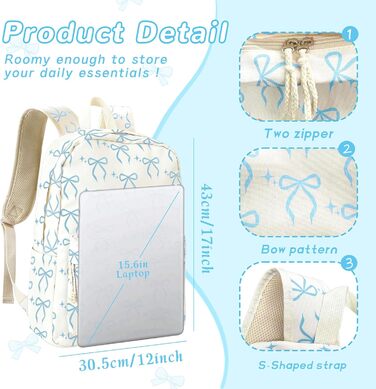 Жіночий рюкзак для ноутбука, легкий та стильний (блакитний)