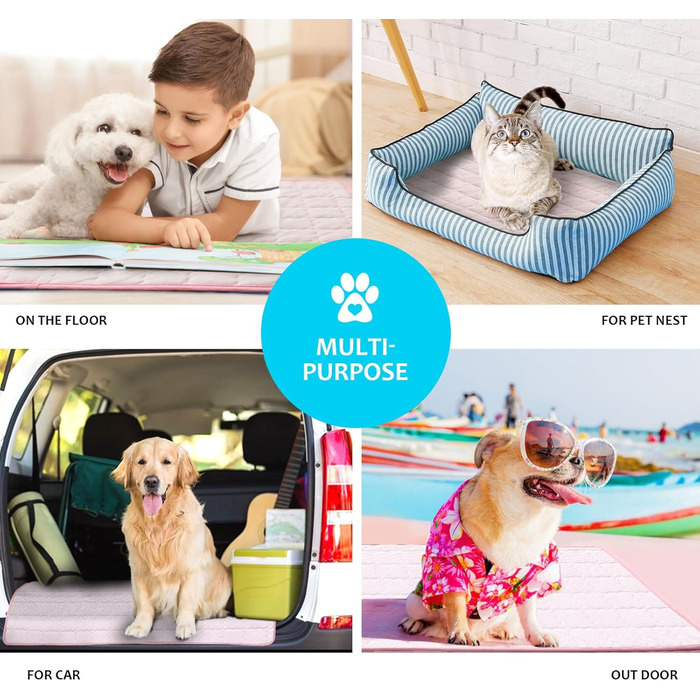 Кühlmatte für Hunde Pet Dog Cooling Mat Sommer Selbstkühlende Matte Hunde Katzen Haustier Kühlmatte Natürlich Eisbär (M-70x50cm, rosa)