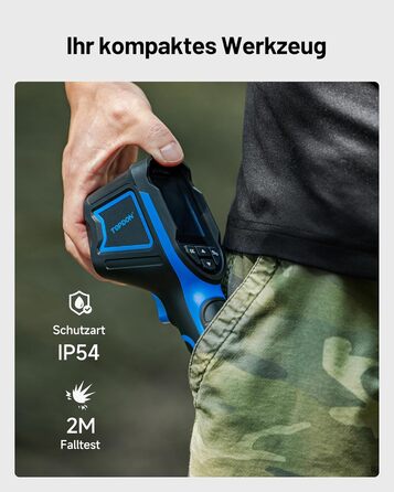 TOPDON TC004 Міні тепловізор, 240x240 IR-роздільна здатність, ручний тепловізійний прилад, 15 годин роботи від акумулятора, частота оновлення 25 Гц, діапазон температур -20℃ до 450℃, високий/низький температурний тригер, чорно-синя палітра